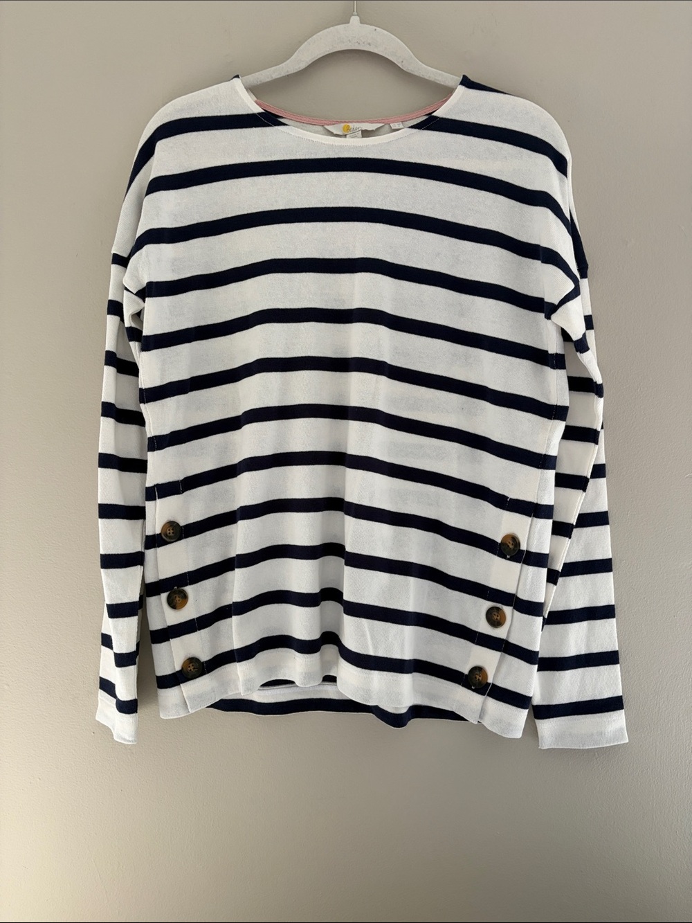 Boden Sophie Long Sleeve Breton with Side Buttons Size 6